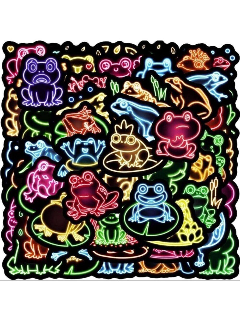 2/$10  25 Piece Glow In The Dark Colorful Frog Neon Sticker Set